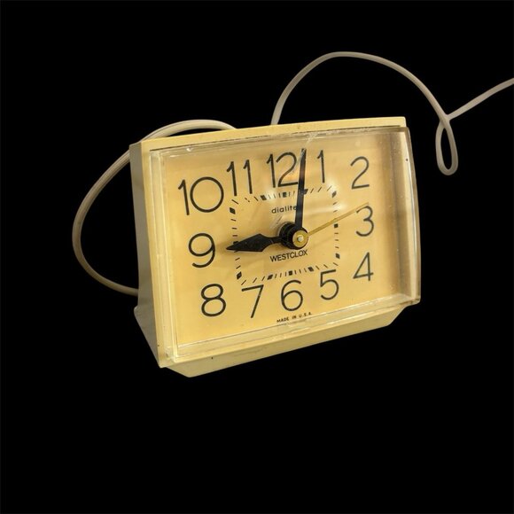 Westclox Dialite Vintage 1970s Bedside Alarm Clock White USA Working - Picture 1 of 4